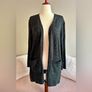 Madewell Kent Longline Roomy Open Cardigan Sweater Dark Gray Marled Women’s Sz S